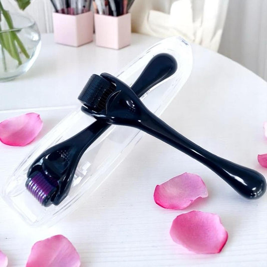 Dermaroller KESSATEN 0,5 mm – Soin visage microneedling pour stimuler le collagène, lisser les rides, atténuer les taches et imperfections de la peau