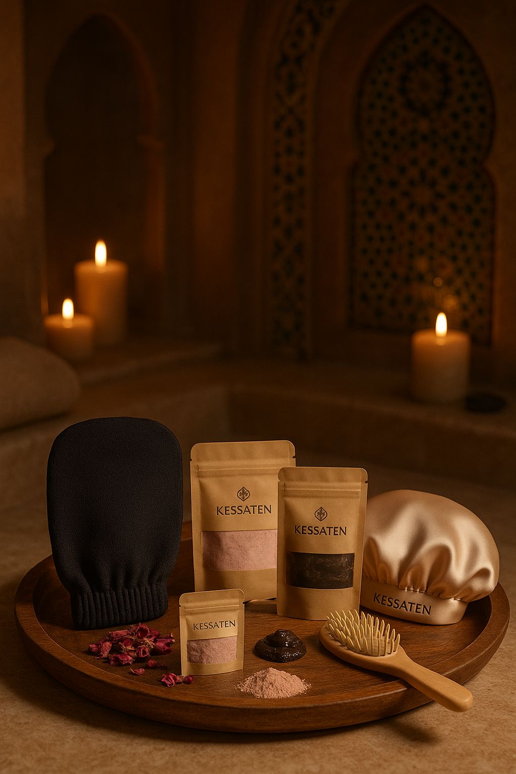 Coffret Sublime Mariée KESSATEN – Gant, Bonnet Satin, Brosse & Soins